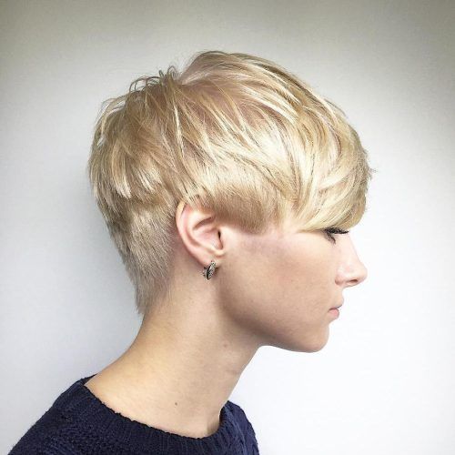 Edgy Textured Pixie Haircuts With Rose Gold Color (Photo 7 of 20)