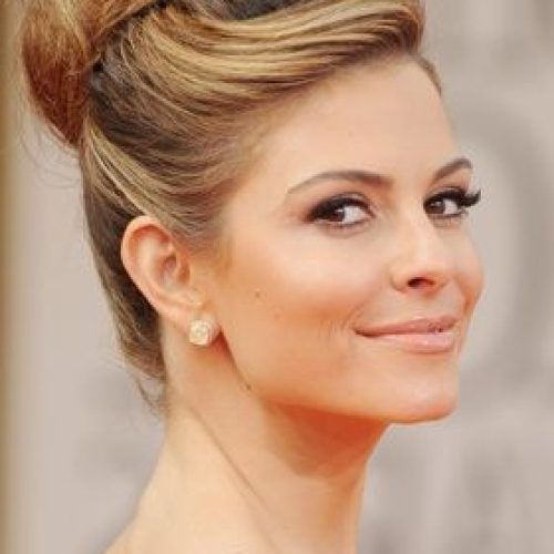 High Bun With A Side Fringe (Photo 9 of 15)