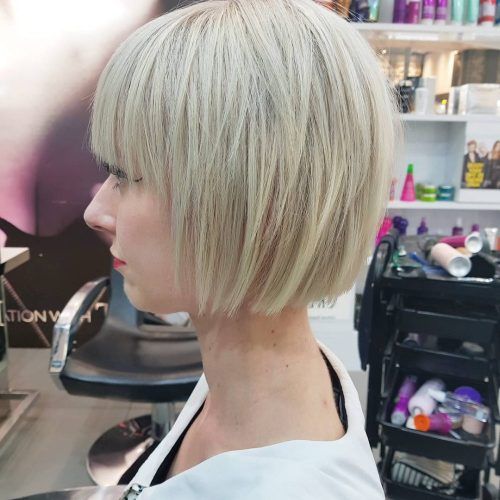 Side Parted White Blonde Pixie Bob Haircuts (Photo 4 of 20)