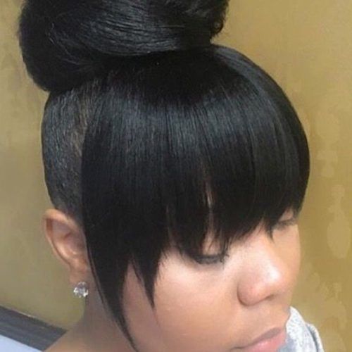 High Bun With Twisted Hairstyles Wrap And Graduated Side Bang (Photo 10 of 20)