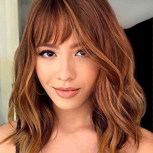 Side-Swept Bangs With Shoulder-Length Hair (Photo 14 of 15)
