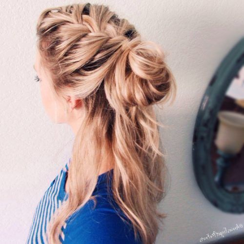 Two French Braid Hairstyles With A Sock Bun (Photo 9 of 15)