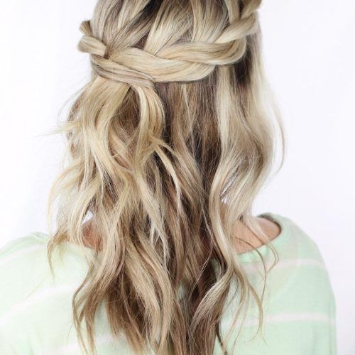 Wavy Side Ponytails With A Crown Braid (Photo 14 of 20)