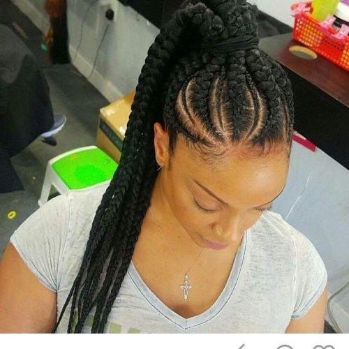 Chunky Black Ghana Braids Ponytail Hairstyles (Photo 12 of 20)