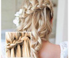 20 Inspirations Diagonal Waterfall Braid in Half Up Bridal Hairstyles