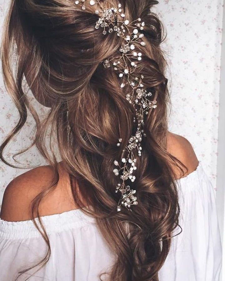 2024 Latest Wedding Hairstyles for Long Hair Down with Flowers