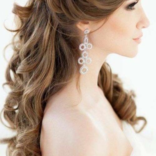 Side Curls Bridal Hairstyles With Tiara And Lace Veil (Photo 17 of 20)