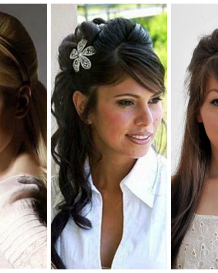 2024 Latest Half Up Half Down with Fringe Wedding Hairstyles