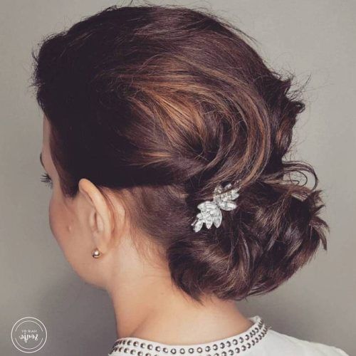 Side Bun Prom Hairstyles With Jewelled Barrettes (Photo 3 of 20)