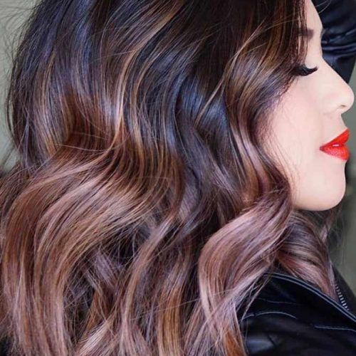Brunette To Mauve Ombre Hairstyles For Long Wavy Bob (Photo 1 of 20)