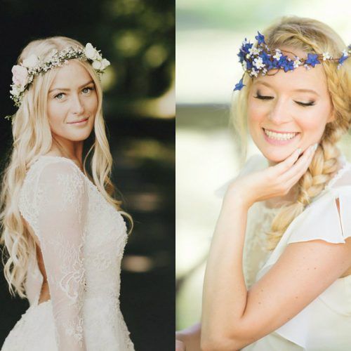 Flower Tiara With Short Wavy Hair For Brides (Photo 5 of 20)