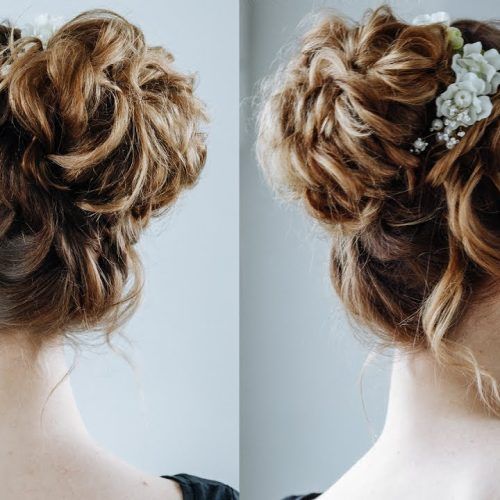 Large Bun Wedding Hairstyles With Messy Curls (Photo 1 of 20)
