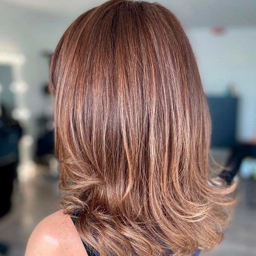 Lob Hairstyle With Warm Highlights (Photo 16 of 20)