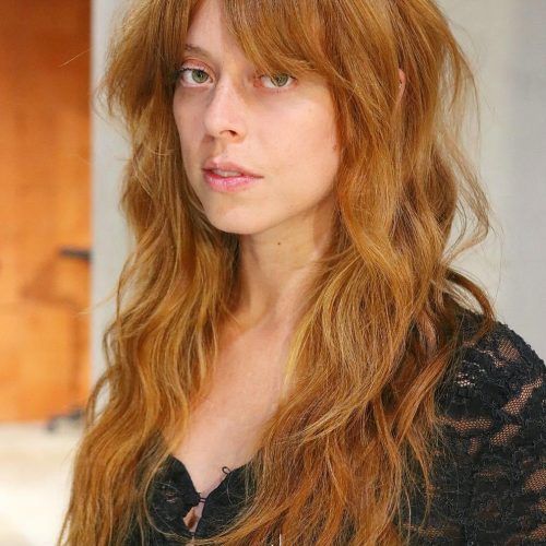 Long Curly Blonde Shag Haircuts With Bangs (Photo 10 of 20)