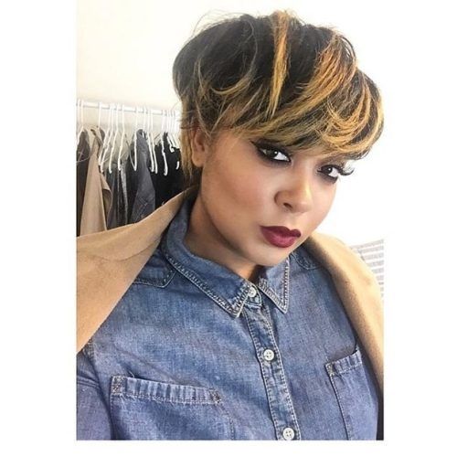 Long Honey Blonde And Black Pixie Haircuts (Photo 1 of 15)