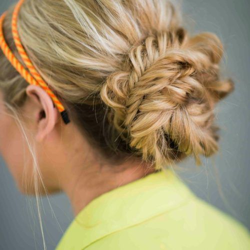 Messy Bun Hairstyles With Double Headband (Photo 10 of 20)