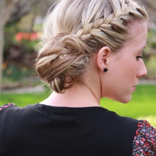 Messy Bun With French Braids (Photo 15 of 15)