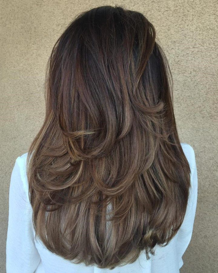20 Ideas of Mid-back Brown U-shaped Haircuts with Swoopy Layers