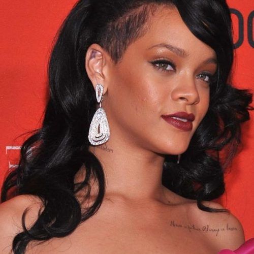Rihanna Side Swept Big Curly Bob Hairstyles (Photo 9 of 15)