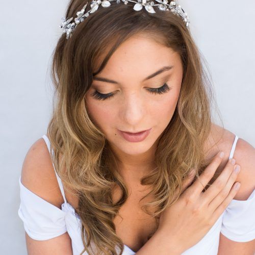 Side Curls Bridal Hairstyles With Tiara And Lace Veil (Photo 19 of 20)
