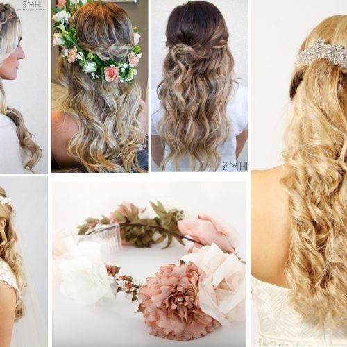 Side Curls Bridal Hairstyles With Tiara And Lace Veil (Photo 12 of 20)