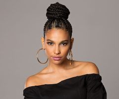 15 Collection of Two-toned Fulani Braids in a Top Bun