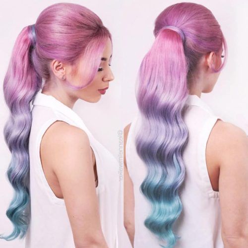 Cotton Candy Colors Blend Mermaid Braid Hairstyles (Photo 16 of 20)