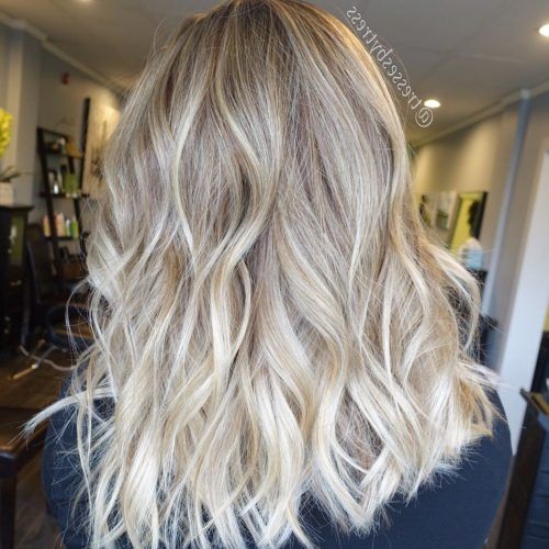 Creamy Blonde Waves With Bangs (Photo 5 of 20)
