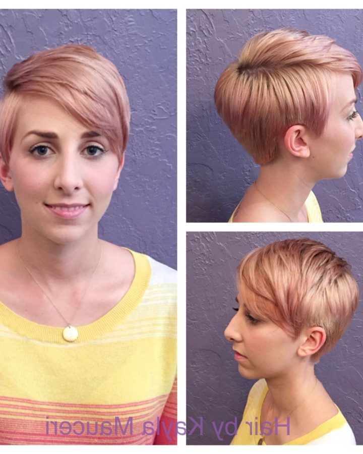 20 Best Collection of Edgy Textured Pixie Haircuts with Rose Gold Color