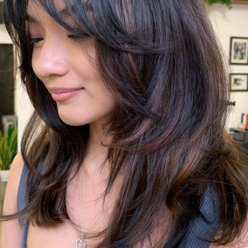 Mid-Length Hair With Wispy Bangs (Photo 14 of 15)