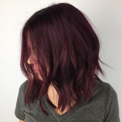 Brunette To Mauve Ombre Hairstyles For Long Wavy Bob (Photo 2 of 20)