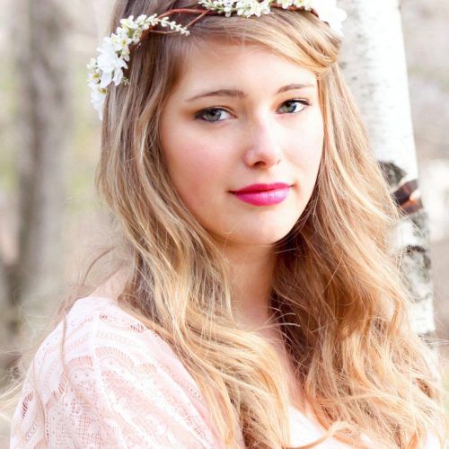Flower Tiara With Short Wavy Hair For Brides (Photo 16 of 20)