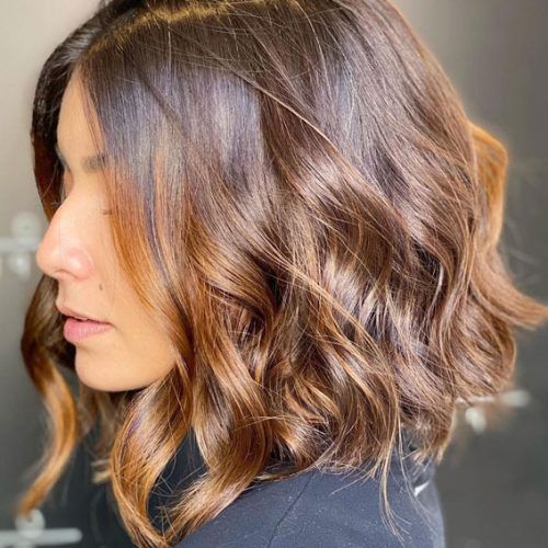 Lob Hairstyle With Warm Highlights (Photo 10 of 20)