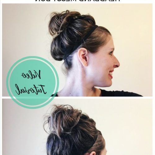 Messy Bun Hairstyles With Double Headband (Photo 6 of 20)