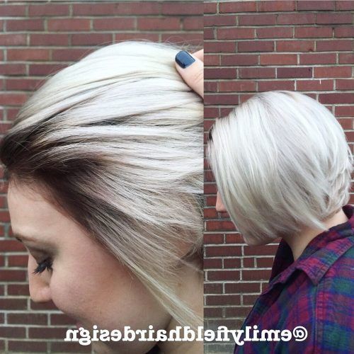 Platinum Blonde Hairstyles With Darkening At The Roots (Photo 19 of 20)