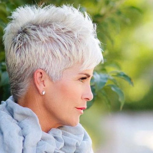 Platinum Blonde Pixie Hairstyles With Long Bangs (Photo 20 of 20)