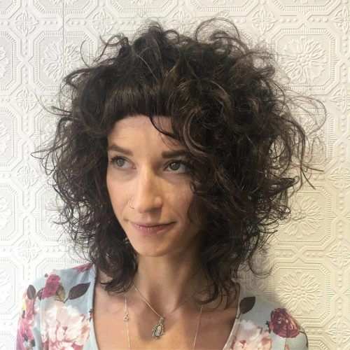 Curly Brunette Bob Hairstyles With Bangs (Photo 6 of 20)