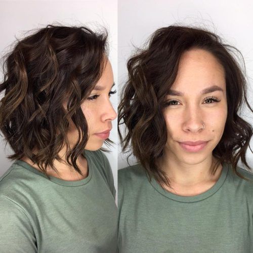 Lip-Length Tousled Brunette Bob Hairstyles (Photo 7 of 20)