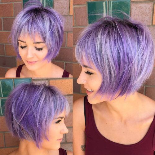 Short Shag Haircuts With Purple Highlights (Photo 3 of 20)