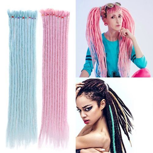 Long Braids With Blue And Pink Yarn (Photo 11 of 20)