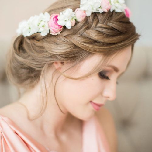 Traditional Halo Braided Hairstyles With Flowers (Photo 3 of 20)