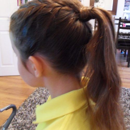 Brunette Ponytail Hairstyles With Braided Bangs (Photo 8 of 20)